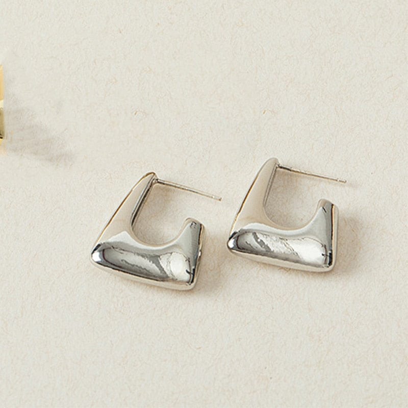 GeckoCustom 2021 New Classic Copper Alloy Smooth Metal Hoop Earrings For Woman Fashion Korean Jewelry Temperament Girl's Daily Wear earrings silver 2