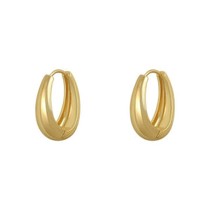 GeckoCustom 2021 New Classic Copper Alloy Smooth Metal Hoop Earrings For Woman Fashion Korean Jewelry Temperament Girl's Daily Wear earrings