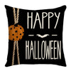 GeckoCustom 2023 Halloween Decoration Cushion Cover 18x18 Inches Linen Pillow Cover Cat Pumpkin Candy Print Pillowcases Couch Cushion Case 3 / 45x45cm