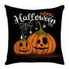 GeckoCustom 2023 Halloween Decoration Cushion Cover 18x18 Inches Linen Pillow Cover Cat Pumpkin Candy Print Pillowcases Couch Cushion Case 14 / 45x45cm