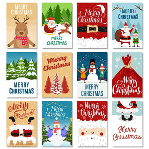 GeckoCustom 26pcs Merry Christmas Fold Small Greeting Cards with Envelopes Xmas Postcard Navidad New Year 2025 DIY Gift Card Decoration Noel