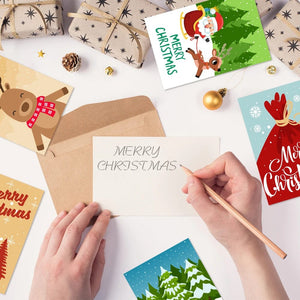 GeckoCustom 26pcs Merry Christmas Fold Small Greeting Cards with Envelopes Xmas Postcard Navidad New Year 2025 DIY Gift Card Decoration Noel