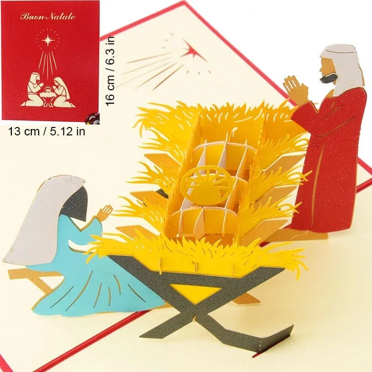 GeckoCustom 3D Pop UP Christmas Cards Santa Greeting Invitations Card Party Children Gifts New Year Thank You Card Anniversary Gift Postcard the birth of Jesus