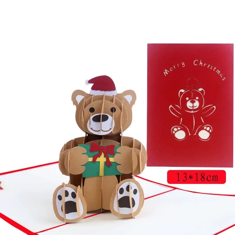 GeckoCustom 3D Pop UP Christmas Cards Santa Greeting Invitations Card Party Children Gifts New Year Thank You Card Anniversary Gift Postcard Christmas Winnie