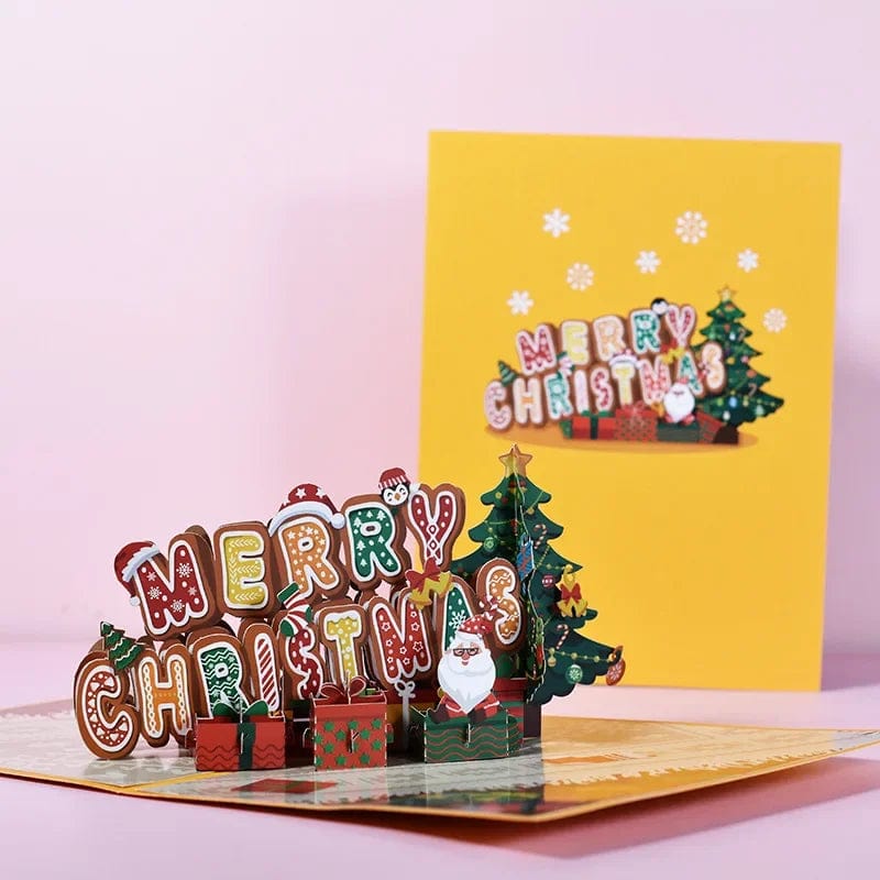 GeckoCustom 3D Pop UP Christmas Cards Santa Greeting Invitations Card Party Children Gifts New Year Thank You Card Anniversary Gift Postcard Xmas  letter