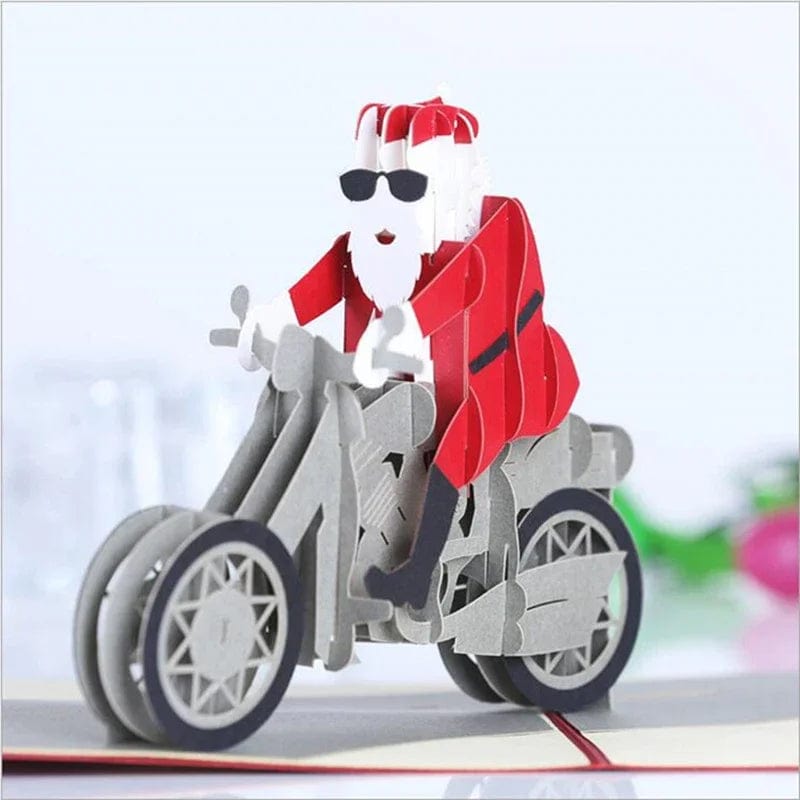 GeckoCustom 3D Pop UP Christmas Cards Santa Greeting Invitations Card Party Children Gifts New Year Thank You Card Anniversary Gift Postcard motor Santa