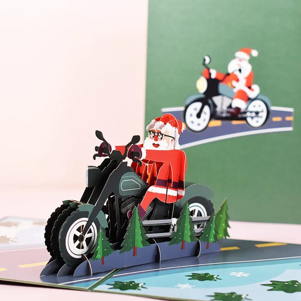 GeckoCustom 3D Pop UP Christmas Cards Santa Greeting Invitations Card Party Children Gifts New Year Thank You Card Anniversary Gift Postcard Locomotive Stanta