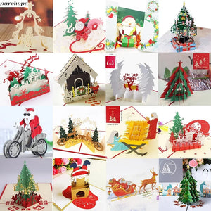 GeckoCustom 3D Pop UP Santa Cards Marry Christmas Greeting Cards Party Invitations Gifts New Year Greeting Card Anniversary Gifts Postcard