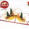 GeckoCustom 3D Pop UP Santa Cards Marry Christmas Greeting Cards Party Invitations Gifts New Year Greeting Card Anniversary Gifts Postcard Christmas forest