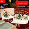 GeckoCustom 3D Santa Greeting Cards Folding Merry Christmas Best Wishes Card Xmas Gift for New Year Blessing Thank You Postcard Decoration A4