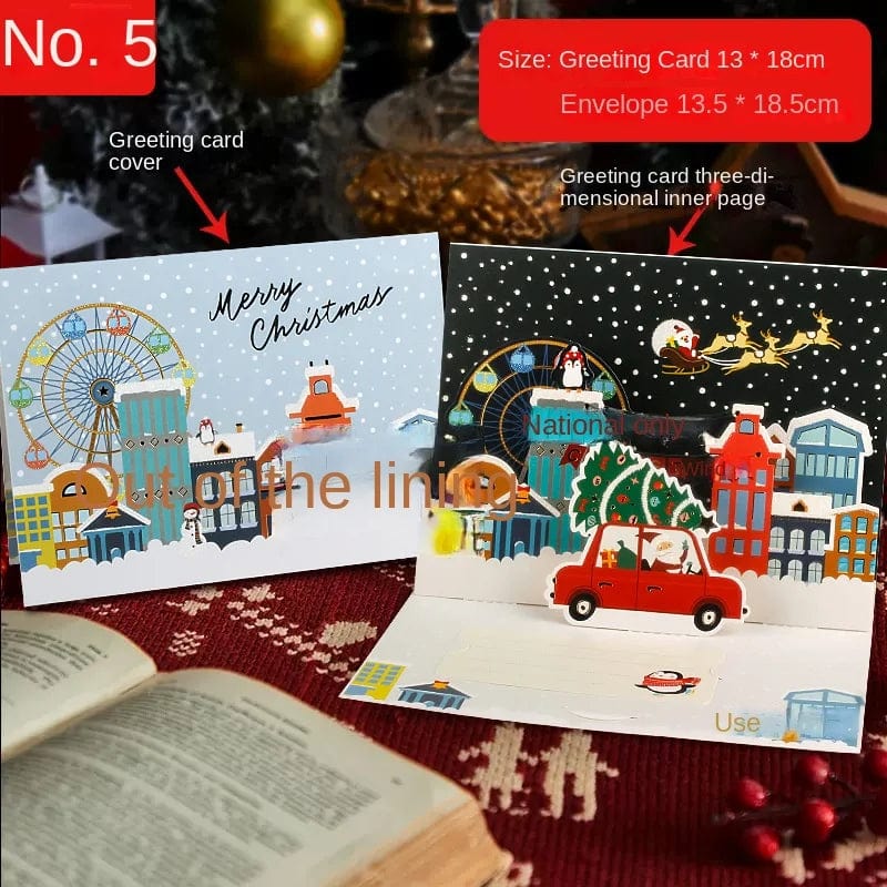 GeckoCustom 3D Santa Greeting Cards Folding Merry Christmas Best Wishes Card Xmas Gift for New Year Blessing Thank You Postcard Decoration NO.5
