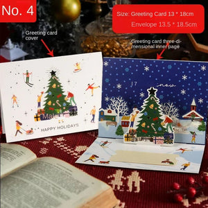 GeckoCustom 3D Santa Greeting Cards Folding Merry Christmas Best Wishes Card Xmas Gift for New Year Blessing Thank You Postcard Decoration NO.4