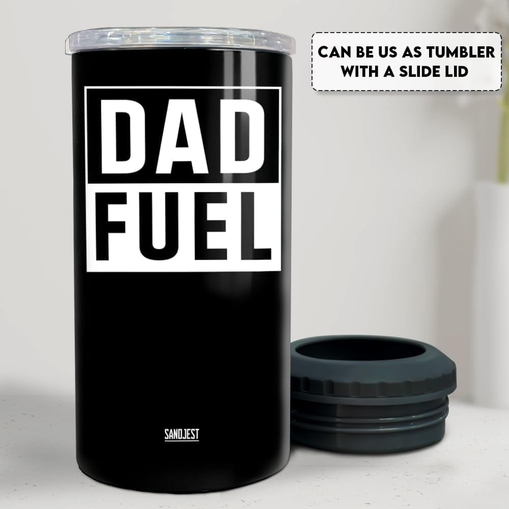 GeckoCustom 4-In-1 Dad Tumbler Gifts for Dad from Daughter Son - 12Oz Dad Fuel Can Cooler Tumblers Travel Mug Cup - Stainless Steel Insulated Cans Coozie Christmas, Birthday, Father'S Day Gift for Daddy