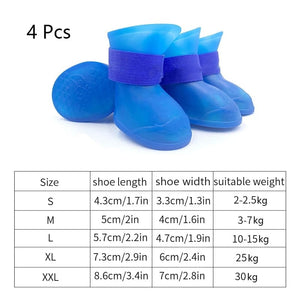 GeckoCustom 4Pcs Pet WaterProof Rainshoe Anti-slip Rubber Boot For Small Medium Large Dogs Cats Outdoor Shoe Dog Ankle Boots Pet Accessories