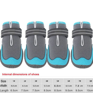 GeckoCustom 4pcs/set Pet Dog Shoes Reflective Waterproof Dog Boots Warm Snow Rain Pets Booties Anti-slip Socks Footwear For Medium Large Dog 1674-B / 1