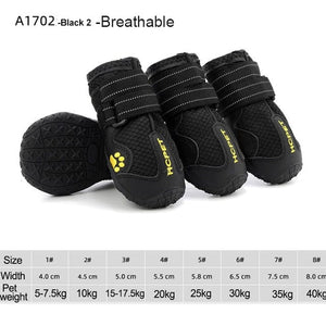 GeckoCustom 4pcs/set Pet Dog Shoes Reflective Waterproof Dog Boots Warm Snow Rain Pets Booties Anti-slip Socks Footwear For Medium Large Dog Black2 / 1