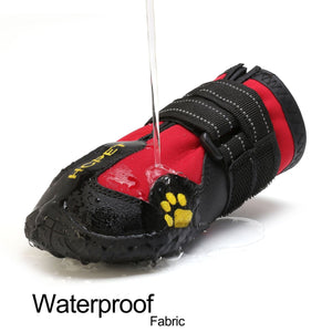 GeckoCustom 4pcs/set Pet Dog Shoes Reflective Waterproof Dog Boots Warm Snow Rain Pets Booties Anti-slip Socks Footwear For Medium Large Dog