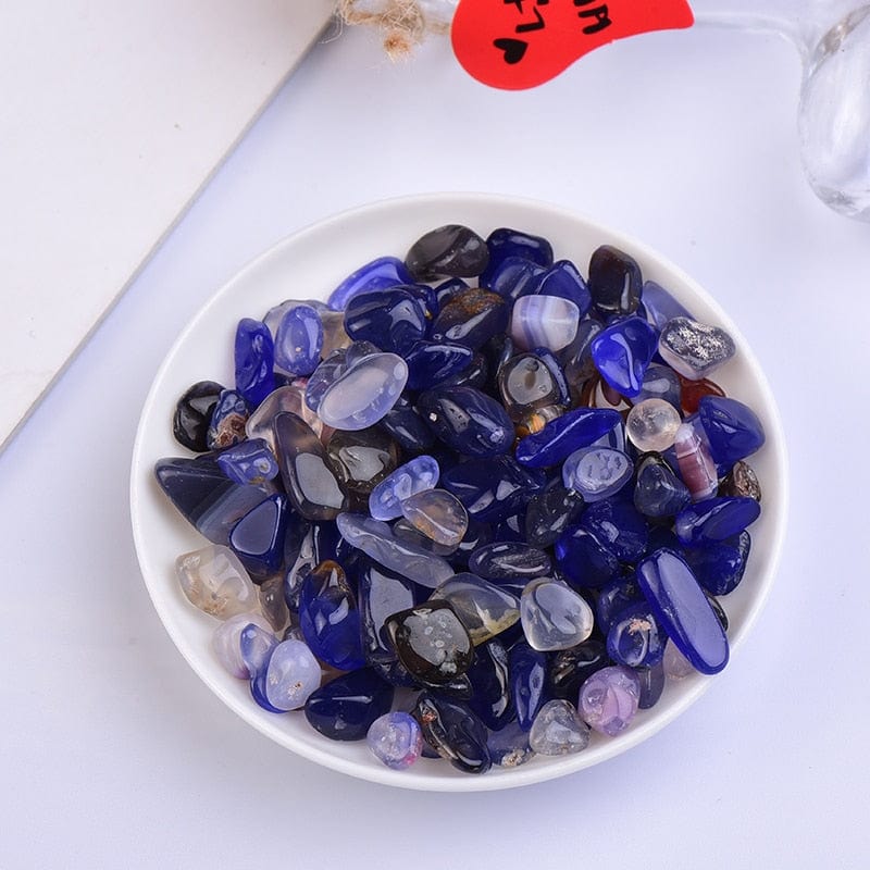 GeckoCustom 50/100g Natural Crystal Amethyst Agate Irregular Mineral Healing Stone Gravel Specimen Suitable For Aquarium Home Decor Crafts blue agate / 100g