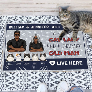 GeckoCustom A Cat Lady And An Old Man Doormat Personalized Gift N304 889716