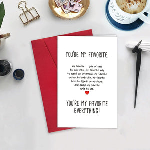 GeckoCustom Anniversary Card for Husband, Birthday Boyfriend, Love Card, Boyfriend Valentines Day You Are My Favorite Everything