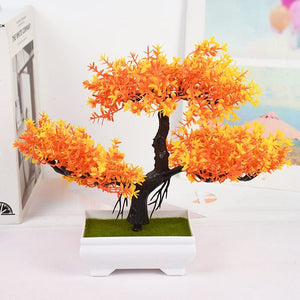 GeckoCustom Artificial Plants Bonsai Small Tree Pot Fake Plant Flowers Potted Ornaments For Home Room Table Decoration Hotel Garden Decor orange yellow