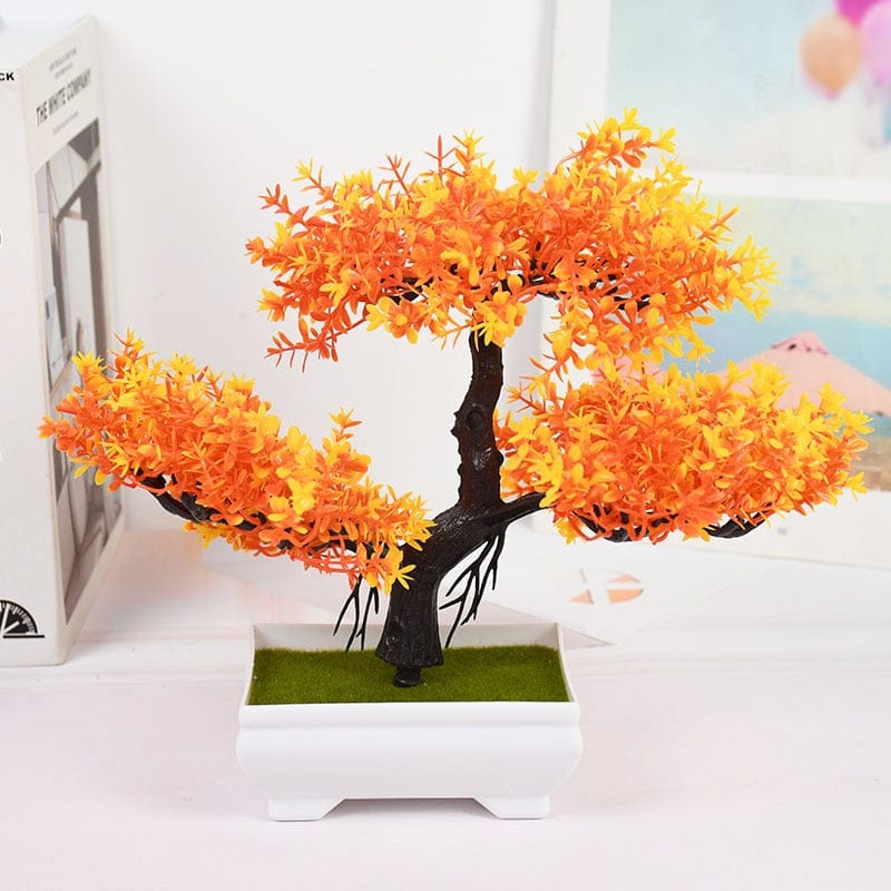 GeckoCustom Artificial Plants Bonsai Small Tree Pot Fake Plant Flowers Potted Ornaments For Home Room Table Decoration Hotel Garden Decor orange yellow