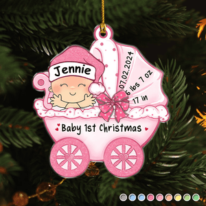 GeckoCustom Baby First Christmas Baby Stroller Acrylic Ornament Personalized Gift HO82 890514