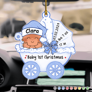 GeckoCustom Baby First Christmas Baby Stroller Acrylic Ornament Personalized Gift HO82 890514