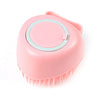 GeckoCustom Bathroom Dog Bath Brush Massage Gloves Soft Safety Silicone Comb with Shampoo Box Pet  Dog Brush Heart-shaped-Pink / CN