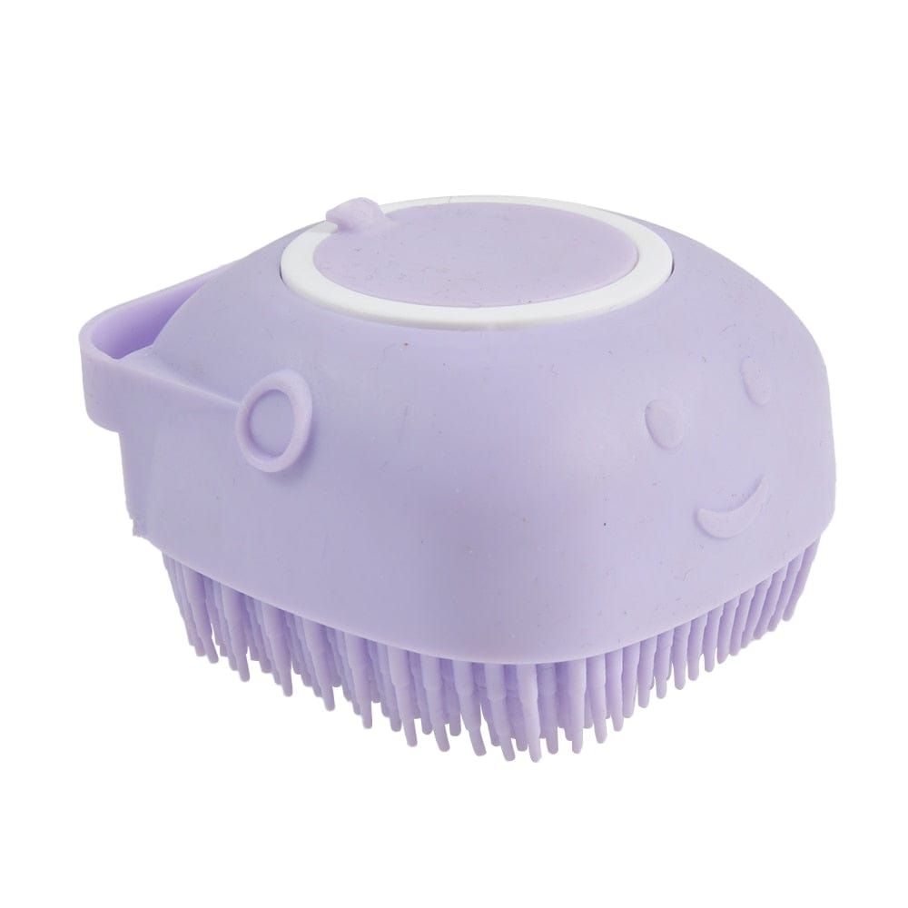 GeckoCustom Bathroom Dog Bath Brush Massage Gloves Soft Safety Silicone Comb with Shampoo Box Pet  Dog Brush Purple / CN