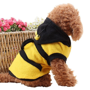 GeckoCustom Bee Pet Puppy Coat Apparel Outfit Fleece Clothes Dog Cat Hoodie Fancy Costume  Halloween Cosplay Sweater Dog Hoodies