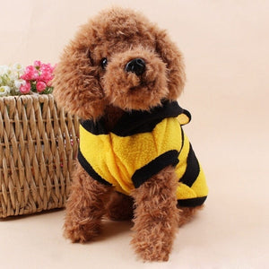 GeckoCustom Bee Pet Puppy Coat Apparel Outfit Fleece Clothes Dog Cat Hoodie Fancy Costume  Halloween Cosplay Sweater Dog Hoodies