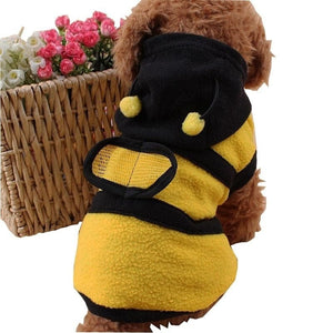 GeckoCustom Bee Pet Puppy Coat Apparel Outfit Fleece Clothes Dog Cat Hoodie Fancy Costume  Halloween Cosplay Sweater Dog Hoodies