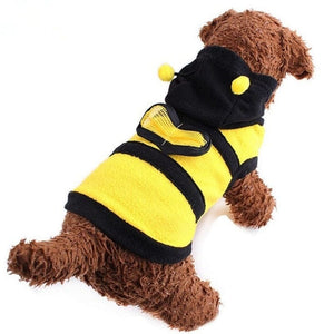 GeckoCustom Bee Pet Puppy Coat Apparel Outfit Fleece Clothes Dog Cat Hoodie Fancy Costume  Halloween Cosplay Sweater Dog Hoodies