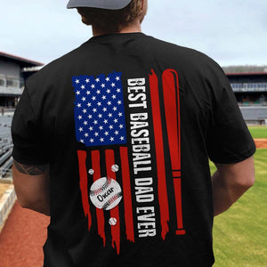 GeckoCustom Best Baseball Dad Ever US Flag Sport Shirt, HN590