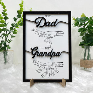 GeckoCustom Best Dad Best Grandpa Father's Day Wooden Plaque With Stand Personalized Gift K228 890733