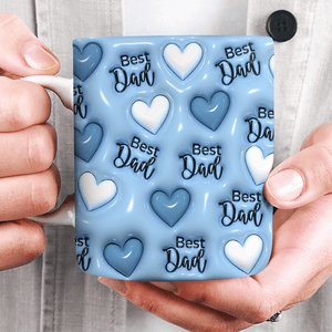 GeckoCustom Best Dad With Heart Pattern 3D Inflated Mug HO82 890524