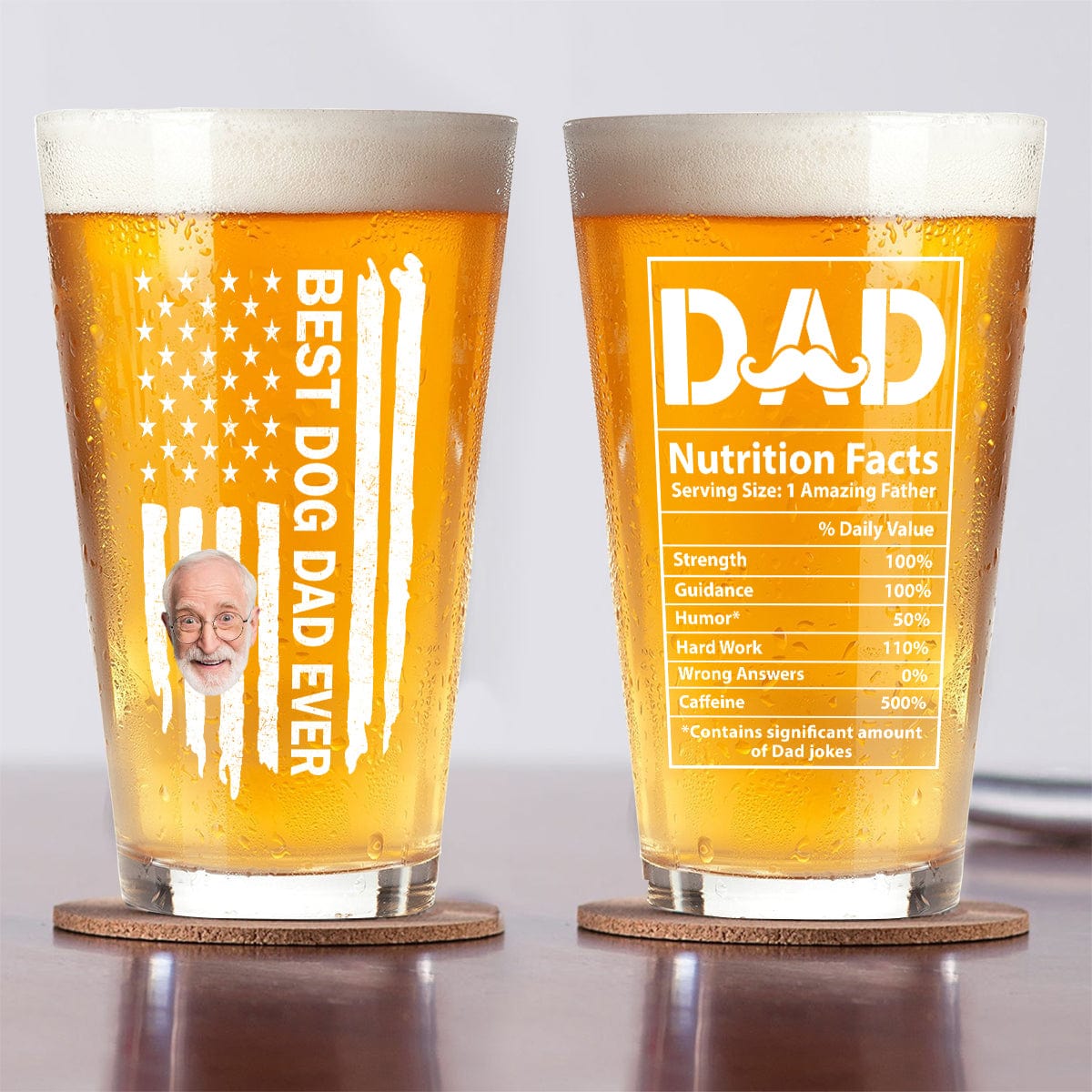 GeckoCustom Best Dog Dad Ever Beer Glass TH10 891097 16oz / 1 side