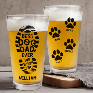 GeckoCustom Best Dog Dad Ever Print Beer Glass Personalized Gift HO82 890536 16oz