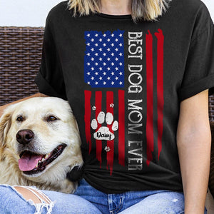 GeckoCustom Best Dog Mom Ever American Flag Front Dog Shirt K228 888295