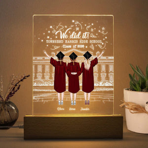 GeckoCustom Best Friend Graduation Gift - We did it! Acrylic Plaque With LED Night Light N304 HN590 Acrylic / 7.9"x4.5"