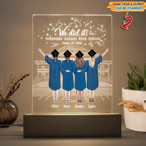 GeckoCustom Best Friend Graduation Gift - We did it! Acrylic Plaque With LED Night Light N304 HN590 Acrylic / 7.9"x4.5"