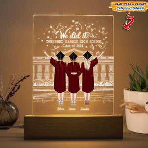 GeckoCustom Best Friend Graduation Gift - We did it! Acrylic Plaque With LED Night Light N304 HN590 Acrylic / 7.9"x4.5"