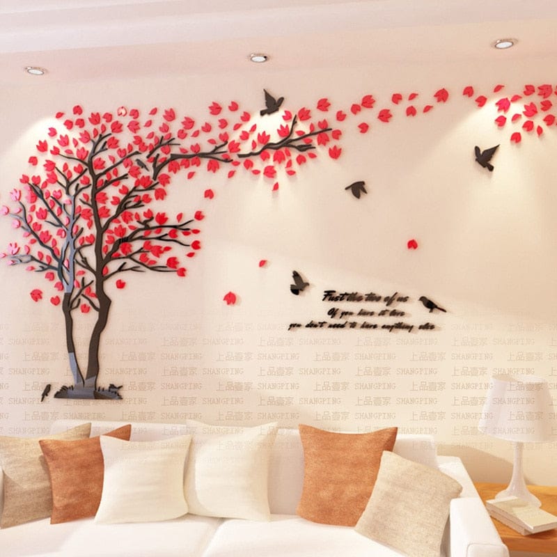 GeckoCustom Big size Lovers Tree Acrylic Wall Stickers for Living room Wall 3D art Decoration Accessories Home decor