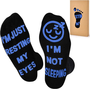 GeckoCustom Birthday Gifts for Dad Fathers Day Dad Gifts from Daughter Son Wife, Mens Gifts Funny Socks Christmas Gifts for Men Black-Blue / 6-12