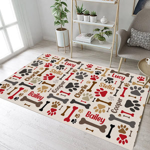 GeckoCustom Bones And Paws Dog Premium Rug Personalized Gift TA29 890021