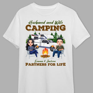 GeckoCustom Camping Partners For Life Husband Wife Shirt Personalized Gift TA29 890199 Premium Tee (Favorite) / P Light Blue / S