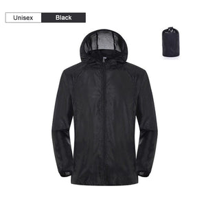 GeckoCustom Camping Rain Jacket Men Women Waterproof Sun Protection Clothing Fishing Hunting Clothes Quick Dry Skin Windbreaker With Pocket Unisex-Black / S