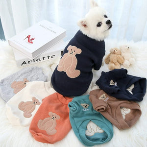 GeckoCustom Cartoon Bear Dog Hoodies Cute Cotton Pet Dogs Clothes For Puppy Small Medium Dogs Sweatshirt Jacket French Bulldog Chihuahua