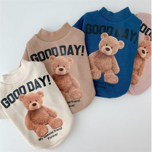 GeckoCustom Cartoon Bear Dog Hoodies Cute Cotton Pet Dogs Clothes For Puppy Small Medium Dogs Sweatshirt Jacket French Bulldog Chihuahua